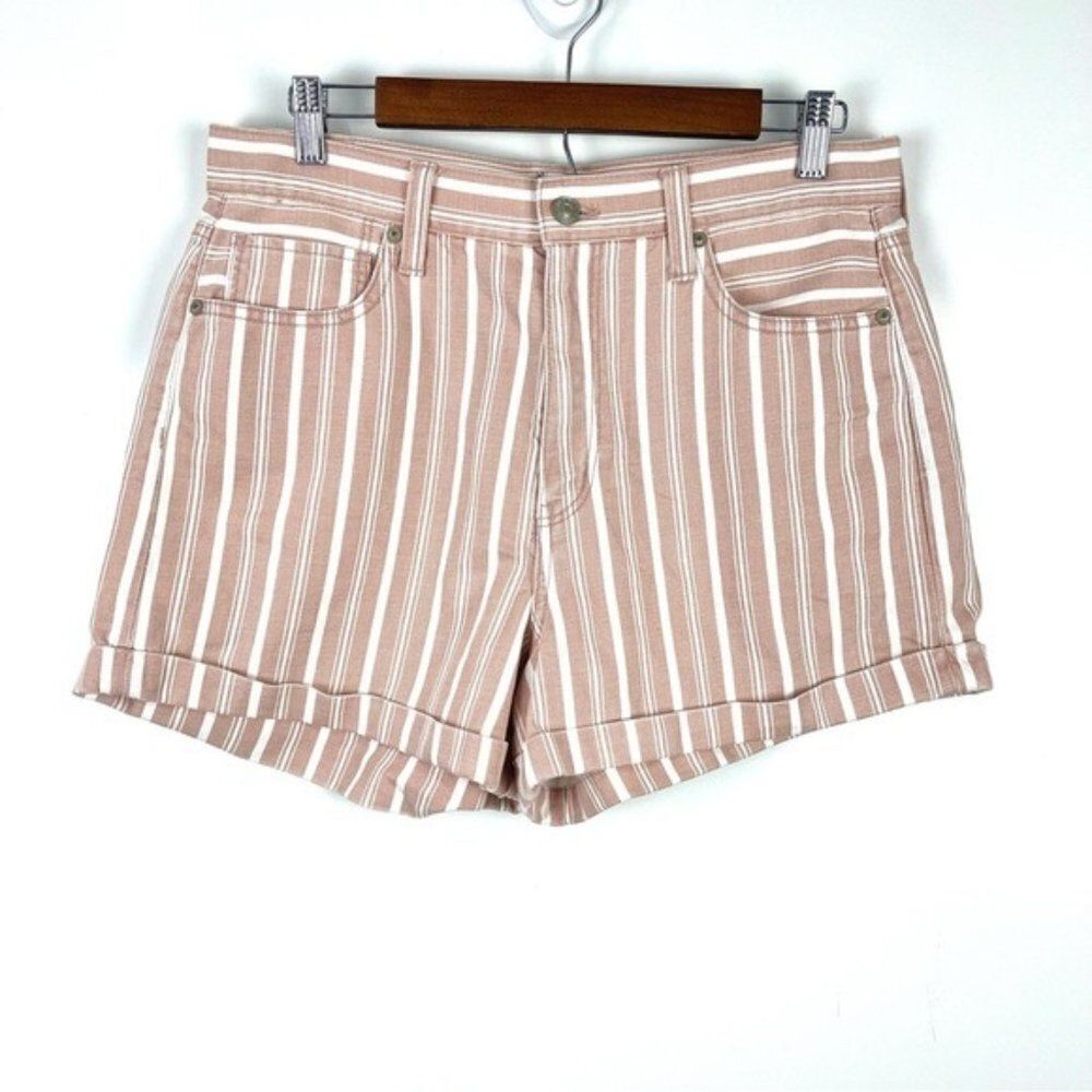 American Eagle Outfitters Striped Denim Mom Shorts Women's Size 12 Regular